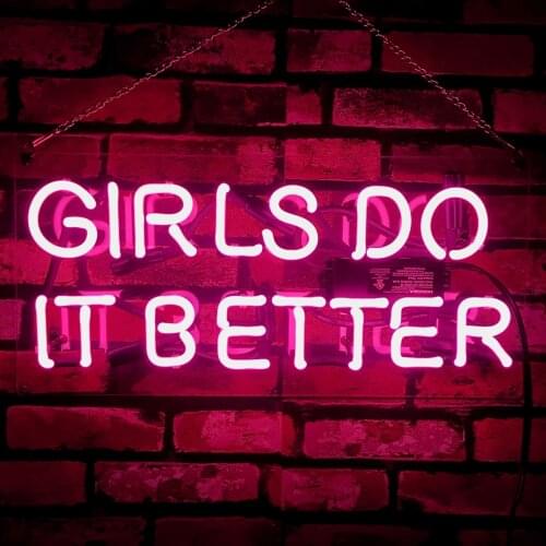 Custom Girls Do It Better Pink Acrylic Neon Light Lamp Sign Beer Bar Handmade Real Glass Decorate Home Wall Room Decor Club