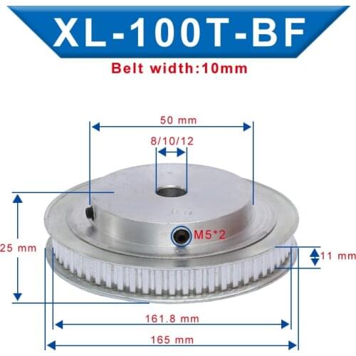 XL 100T Timing Pulley Bore 8/10/12 mm Teeth Pitch 5.08 mm Aluminum Pulley Wheel slot Width 11 mm For 10 mm XL Timing Belt 1 pc