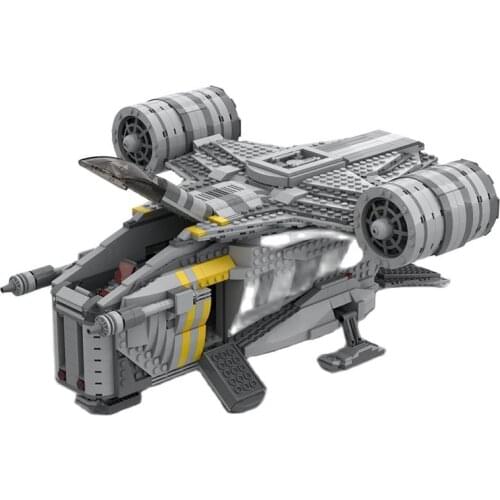 MOC Space Wars Manda Spaceship Building Blocks Kit For Razor Crest 79292/75292 Airship Model DIY Toy For Children Birthday GiftS