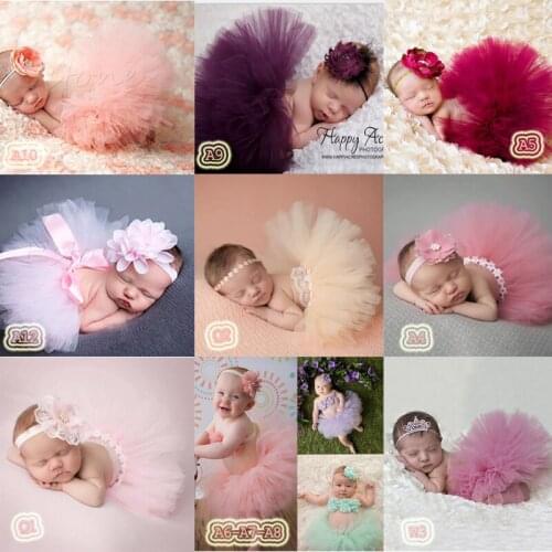 Baby Girl Tulle Tutu Skirt and Flower Headband Set Newborn Photography Props Baby Birthday Gift Boutique Clothing Dropshipping