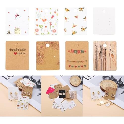 50pcs/lot 5x4cm Convenient Practical Earrings Kraft Paper Tags Card Without Bracket For DIY Earring Products Display Collocation