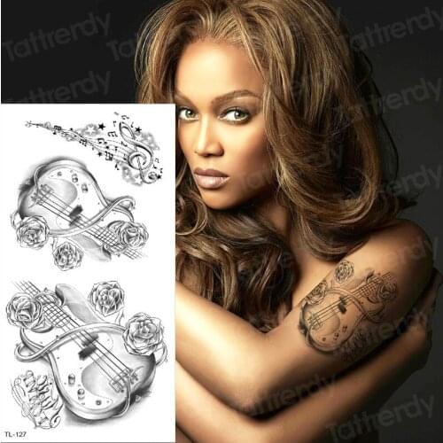 Temporary tattoo sticker music sketches tattoo designs black tatoo fake arm legs sexy tattoo & body art stickers decal fashion