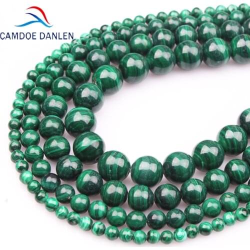 CAMDOE DANLEN Natural Stone Chrysocolla Green malachite Round Beads 4 6 8 10 12 14MM Fit DIY Bead For Jewelry Making Accessories
