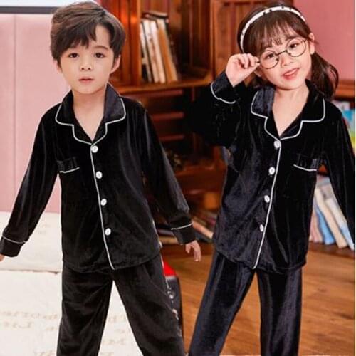 Winter Autumn Children Velour Pajamas Set Teen Warm Velvet Sleepwear Girls Loungewear Kids Long Sleeved Pijamas Homewear Suit