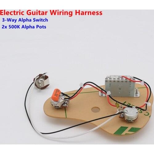 1 Set Electric Guitar Wiring Harness ( 2x 500K Pots + 3-Way Switch + Jack ) for ST IBZ