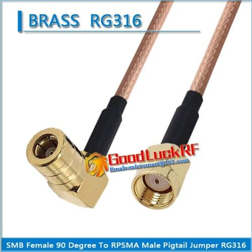 1X Pcs High-quality SMB Female 90 Degree Right Angle to RPSMA RP-SMA RP SMA Male Plug Coaxial Type Pigtail Jumper RG316 Cable