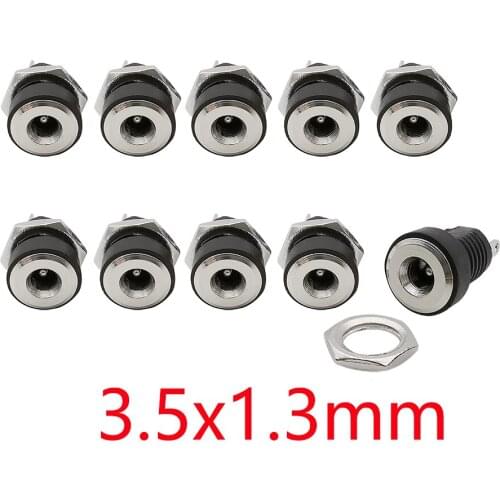 10Pcs 3.5x1.3mm DC Power Supply Jack Socket Connector 3A 12V Panel Mount Adapter 3.5*1.3mm DC Connector Wire Terminals DC-022B