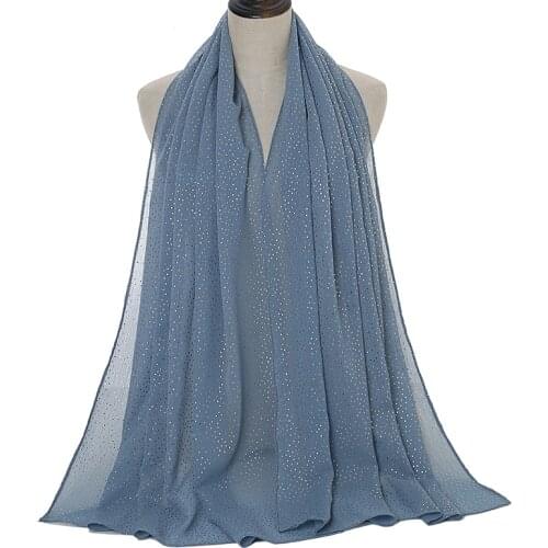 2020 New Arrival Glitter Chiffon Scarf Hijabs Fashion Shawls Women Large Size Muslim Head Wraps Mufflers Turbans 1PC Retail
