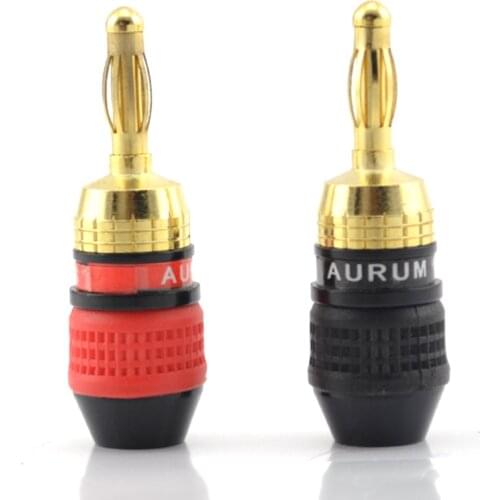 4pcs Aurum Pro Series 24k Gold plated Connector Banana Plugs speaker banana plugs