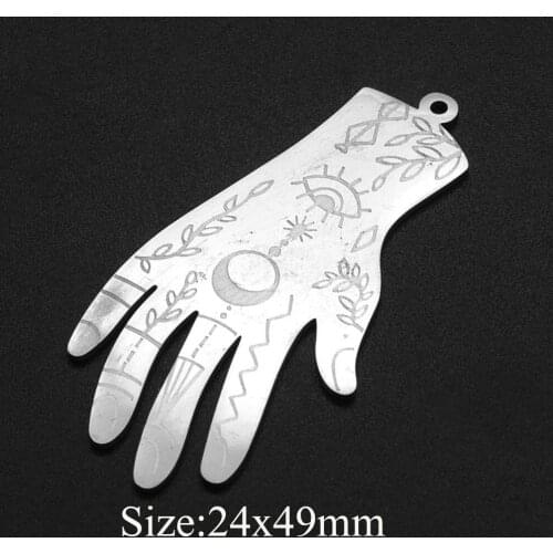 5pcs/lot 100% Stainless Steel Magic Hand DIY Earring Charm Pendant Wholesale Finding Supplies Jewelry Bracelet Making