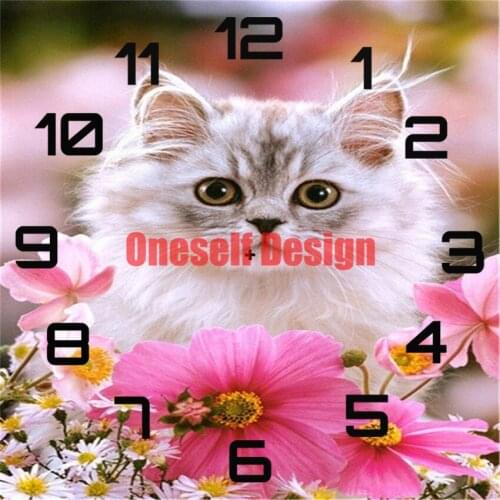 5d diamond embroidery full set clock cat diamond painting clock diy frame Christmas gifts diamond mosaic rhinestone pictures