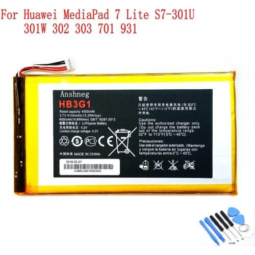100% NEW Original HB3G1/HB3G1H 4000mAh Battery For For Huawei MediaPad 7 Lite S7-301U 301W 302 303 701 931