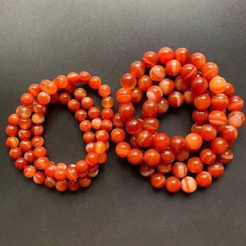 Red Agate with Lines Carnelian Beads Stones Bracelet Party Family Bosom Friend Wrist Decor Dropshipping
