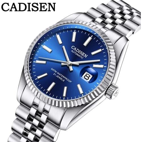 CADISEN Fashion Sports Business Mens Watch 50M Diving Auto date Wrist Watch Men relogio masculino Automatic Mechanical Watches