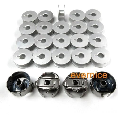 4 Pigtail Bobbin Case+20 Bobbins For Janome Mb-4 Embroidery Machine