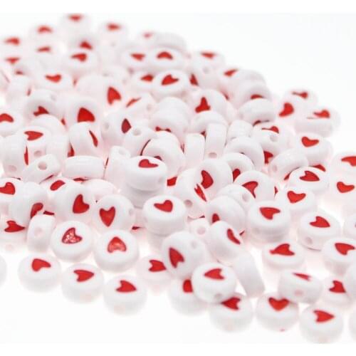 CHONGAI 1000Pcs Fashion Jewelry Love Heart Acrylic Flat Round Beads for DIY Craft &Jewelry Making