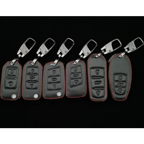 Leather Car Key Case For Vw Volkswagen Polo Golf Passat Beetle Caddy T5 Up Eos Tiguan Skoda A5 Seat Leon Altea Flip Remote Cover