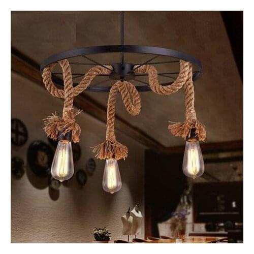 Nordic Loft Style Creative Iron Rope Edison Pendant Light Fixtures Vintage Industrial Lighting For Dining Room Hanging Lamp