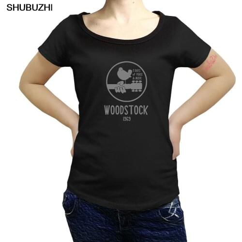 Summer fashion t-shirt Hot Sale Woodstock 1969 Vintage women T shirt Music short sleeve printed cotton tee female t shirt sbz176