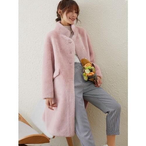 Fashion High Quality 100% Real Wool Fur Female Jacket Autumn Winter 2021 Sweet Elegant Womens Coats Mulheres Casacos Zjt1942