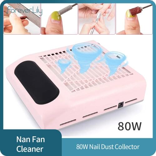 80W Nail Dust Suction Dust Collector Fan Vacuum Cleaner Manicure Machine Tools Strong Power Nail Fan Art Manicure Salon Tools