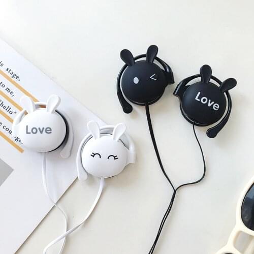 Cartoon Cute Rabbit Sport Earphone Wired Super Bass Noise Reduction 3.5mm Earphone Earbud With Built-in Microphone Hands Free