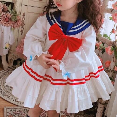 Baby Girl Autumn Vintage Spanish sailor style Lolita Princess Dress for Christmas Birthday bow ball gown dress