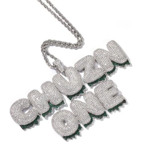DIY Name Necklaces Personalized Custom Two Tone Bubble Initial Letter Iced Out Micro Paved CZ Hip Hop Jewelry Christmas Gifts