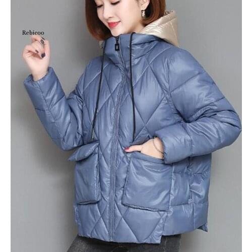 Short Parkas Women Patchwork Hooded Simple Solid Pockets Simple Womens Casual Korean Style Females Daily All-Match Winter Chic