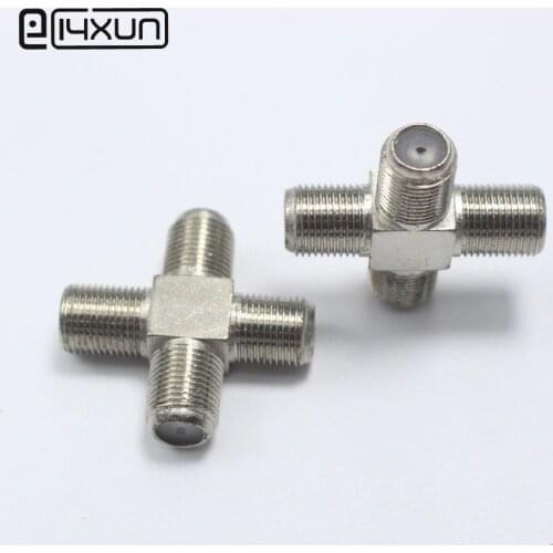 2pcs Inch F Female to Female Plug jack 3 in 1 TV General Head Inch Plug T Type RF Connector Antenna adapter