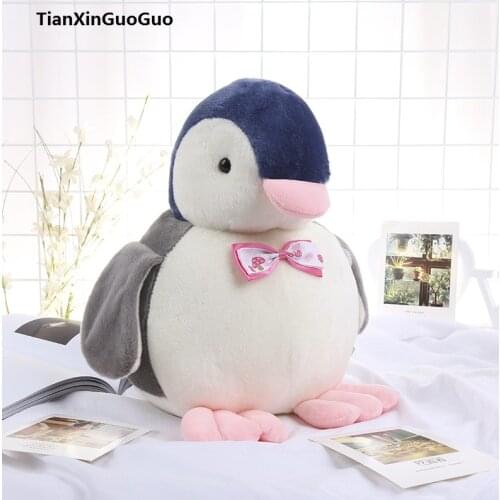 Cartoon penguin plush toy large 30cm lovely bowtie penguin soft doll throw pillow toy birthday gift h2328