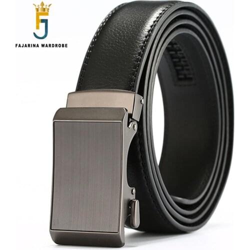 FAJARINA Quality Black Cowhide Genuine Leather Smooth Automatic Belt for Men Mens 3.5cm Width Accessories Belts Pants N17FJ588