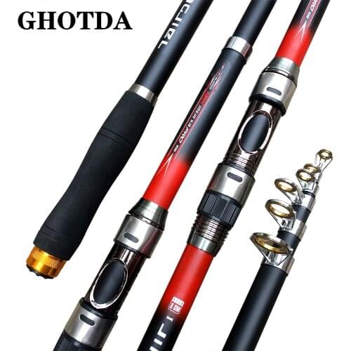 GHOTDA Telescopic Fishing Rod Strong Carbon Fiber Rod 2.1 -3.6 M Superhard
