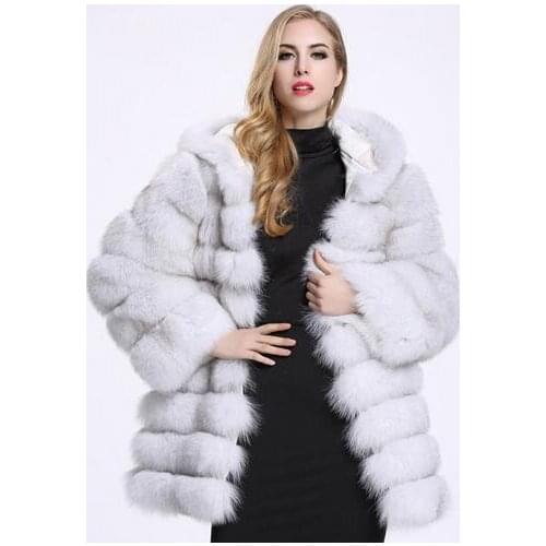 TUHAO Winter Ladies Long Spliced Faux Fur Coat Thick Warm Loose Long Sleeve Overwear Plus Size Coats for Female LQ316