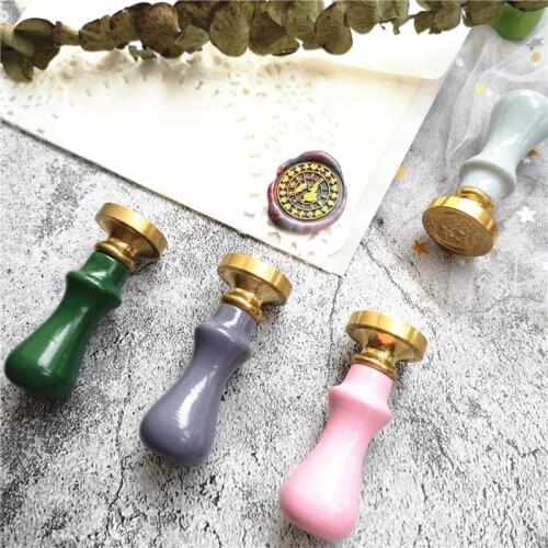 1 PC. Wooden Handle Wax Seal Stamp Accessories Portable Mini Diy Sealing Tool Retro Macaron Color Simple Grip mini wood stamp