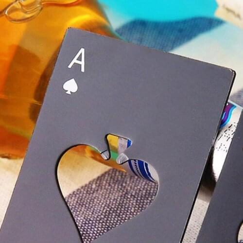 1PCS A Poker Black/Silver Poker Card Spades Beer Bottle Opener Personalized Stainless Steel Bottle Convenient Opener Bar Tools