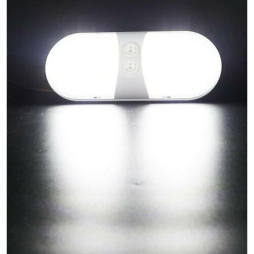 1PC Double Dome Light with 2Pcs T10 Wedge Panels For RV Boat Campers Trailer Caravan Motorhomes Marine ABS White