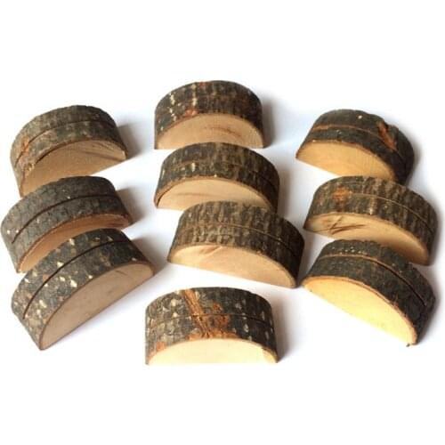 10pcs Rustic Wooden Stump Wedding Party Reception Stand Number Name Table Menu Picture Photo Clip Place Card Holder