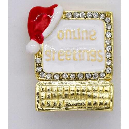 12pcs/lot Fashion Brooch Rhinestone Enamel online greetings Pin brooches Jewelry Christmas Gift C102485