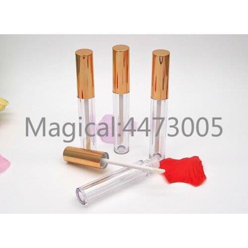 4.5ml Cosmetic Plastic Lip Gloss Tube with Gold Cap, Makeup Concealer Refillable Container,Empty Clear Foundation Storage Bottle