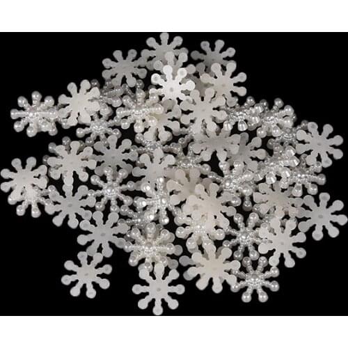 50pcs Snowflake Flatback Pearl Embellishments Christmas Craft Cardmaking