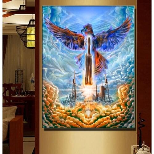 5D DIY Diamond Embroidery fantasy rocket eagle landscape Full Needlework Diamond Painting Cross Stitch Decor For science A1257