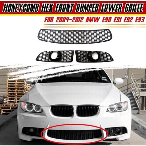 AU05 -3XCar Front Grille Grill Lower Bumper Fog Light Cover Trim For-BMW E90 E91 E92 E93 2004-2012 M3 Style