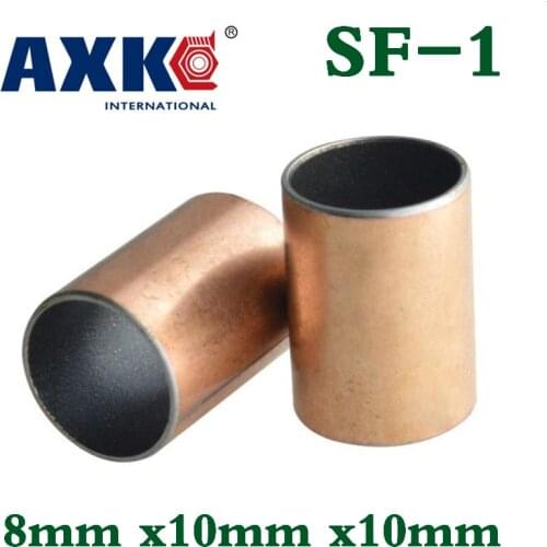 Axk 50pcs Sf-1 Bronze Bushing Bearing 8mm X10mm X10mm Bush Motor Gearbox Sleeve 8*10*10mm