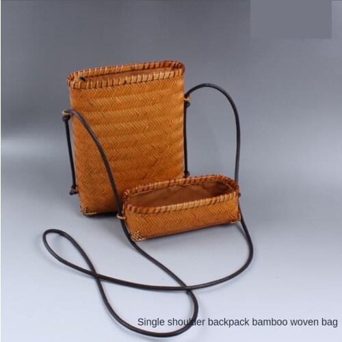 Bamboo bag tea bag storage bag Single Shoulder Bag Messenger Bag retro manual Japanese style belt cover