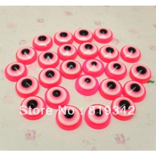 Free Shipping 200pcs Hot Pink Colour Resin Flatback Evil Eye Kabbalah Cabochon Beads 12mm