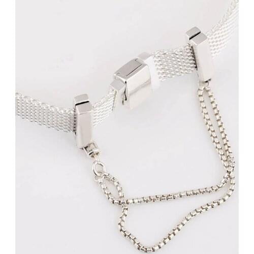 Authentic S925 Silver Reflexions Safety Chain Charm for Reflexion Bracelet Bangle DIY Jewelry