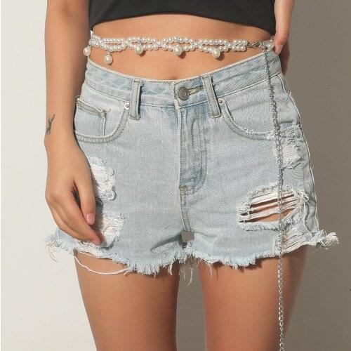 Sexy Vintage Aesthetic Belly Chain Pearl Chain Link Body Chain Waist Chain Belt Y2K Streetwear Summer Womens Body Jewelry