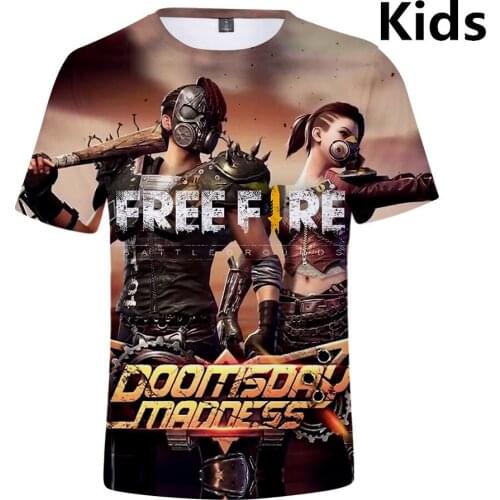 3 to 16 Years Kids T Shirt Tops 3D Printed Free Fire T-shirt Children Clothes Popular Game Boys Girls Cartoon Short High Quality