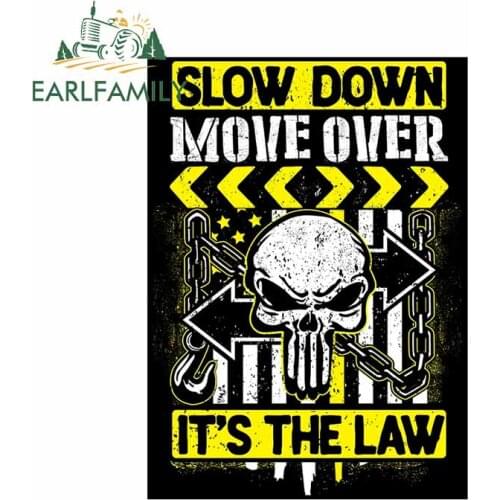 EARLFAMILY 13cm x 9.5cm for SLOW DOWN MOVE OVER Sign Vinyl Car Wrap Bumper Trunk Anime Car Stickers Cartoon RV Surfboard Decal